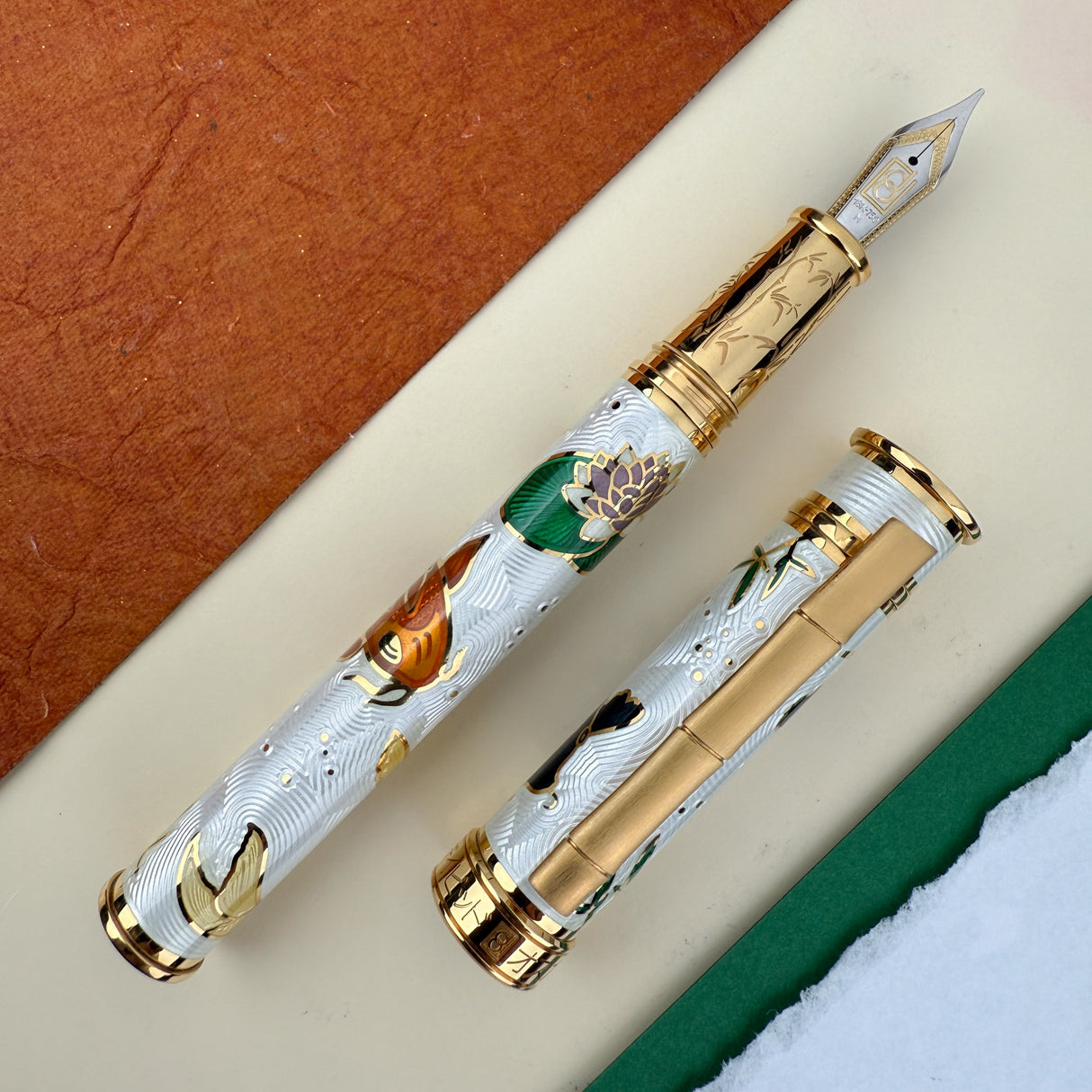 David Oscarson Koi Fountain Pen - White with Gold (Limited Edition #08/08)