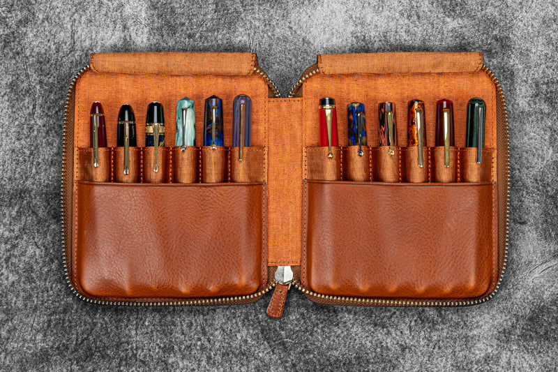 Galen Leather Legacy Leather Zip Pen Case For 12 Pens - A6