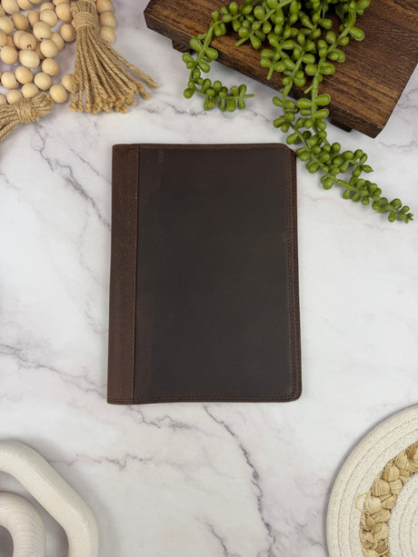 Girologio A5 Leather Notebook Cover in Bomber Brown, closed