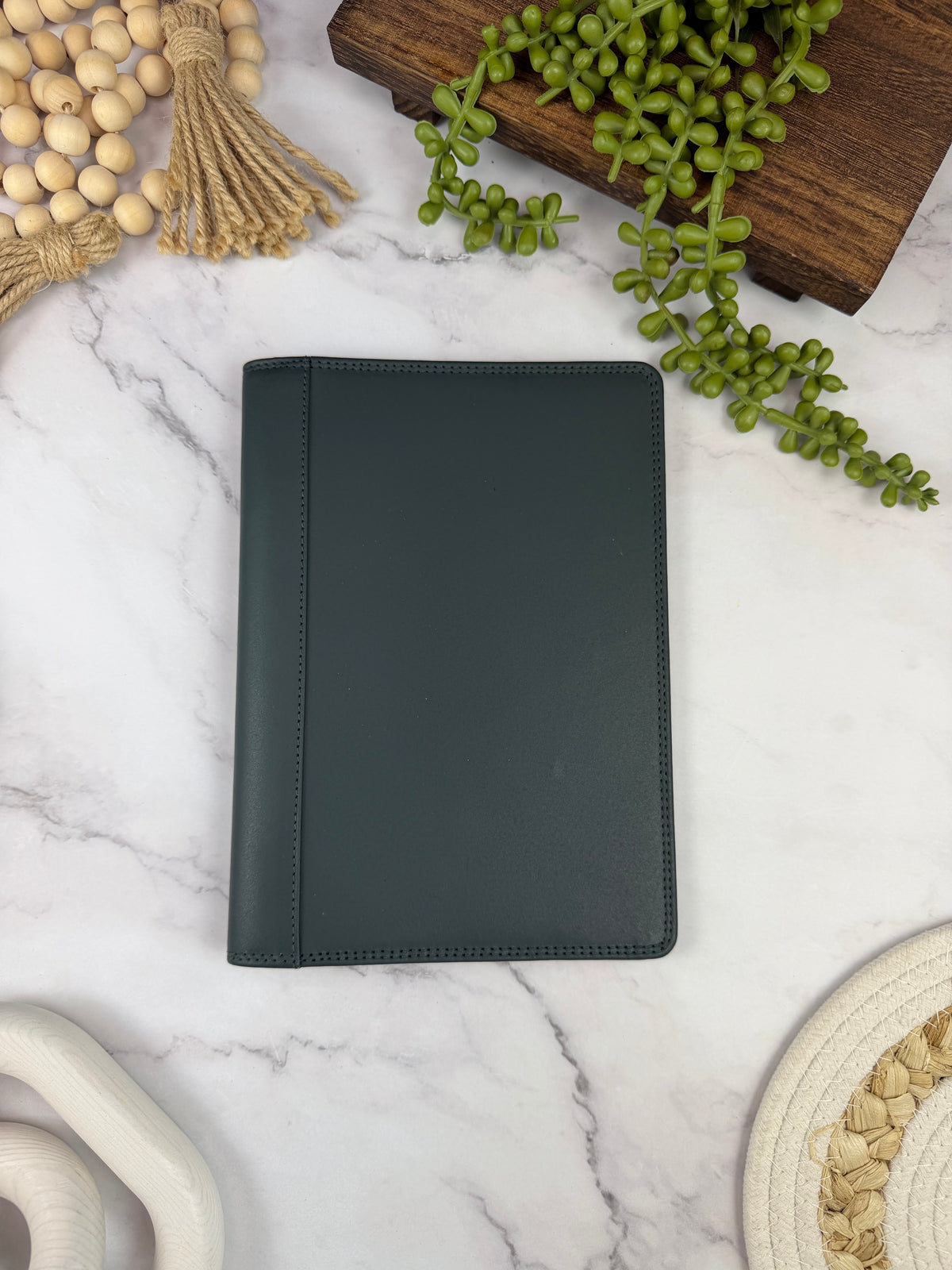 Girologio A5 Leather Notebook Cover in Pacific Green, closed