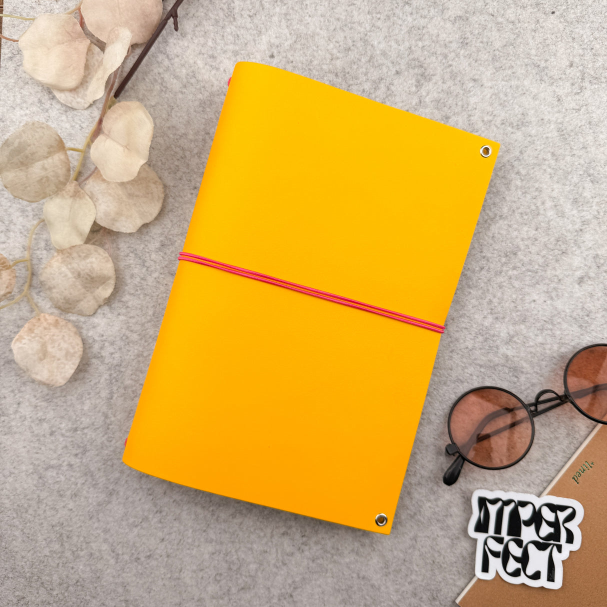 Imperfect Concepts Baxter Leather Notebook - A5 Bifold - Yellow