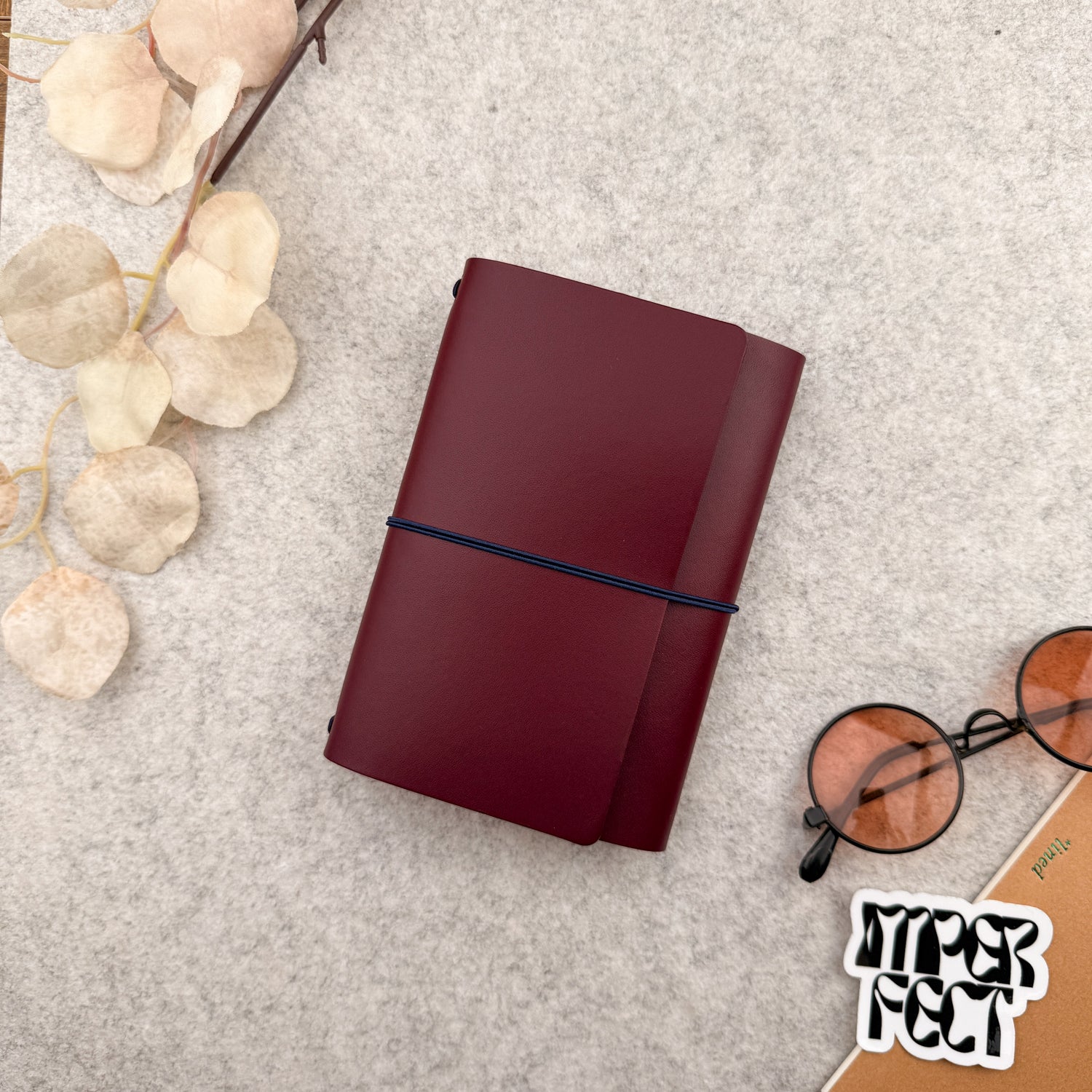 Imperfect Concepts Jasper Leather Notebook - A6 Trifold - Maroon (23 D)