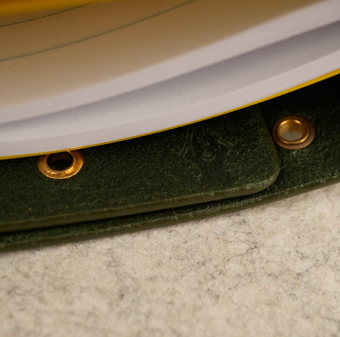 Imperfect Concepts Niko Leather Notebook - B6 Trifold - Olive w/ Brass Grommets