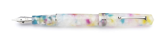 Leonardo Momento Zero Rainbow Sprinkles fountain pen with silver trim