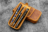 Galen Leather Magnum Opus 3 Slot Hard Pen Case with Removable Pen Tray