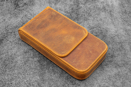Galen Leather Magnum Opus 3 Slot Hard Pen Case with Removable Pen Tray