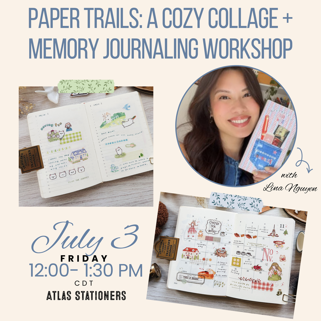 Atlas x Paper Trails: A Cozy Collage + Memory Journaling Workshop with Lina Nguyen