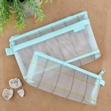 Midori Mesh Pen Case with Gusset - Check Green