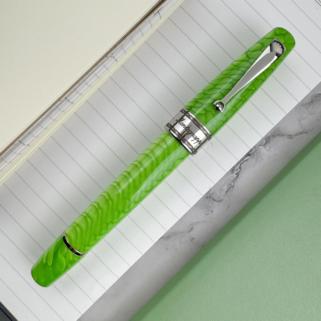 Montegrappa Regal Year of the Dragon Fountain Pen - Mamba Green