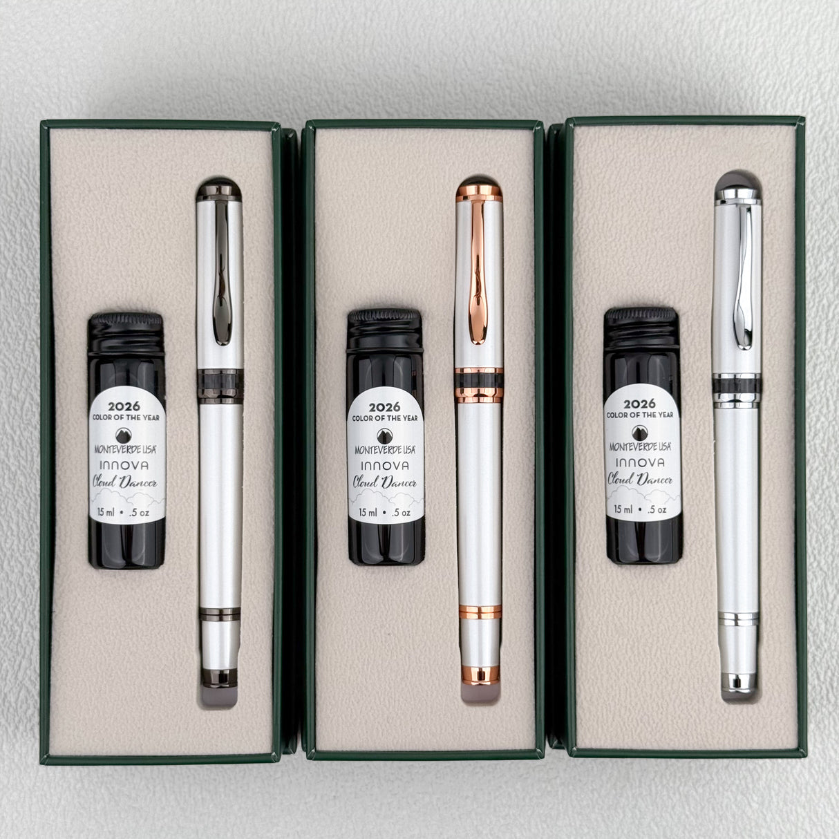 Monteverde Innova Fountain Pen - Cloud Dancer w/ Chrome (Special Edition)