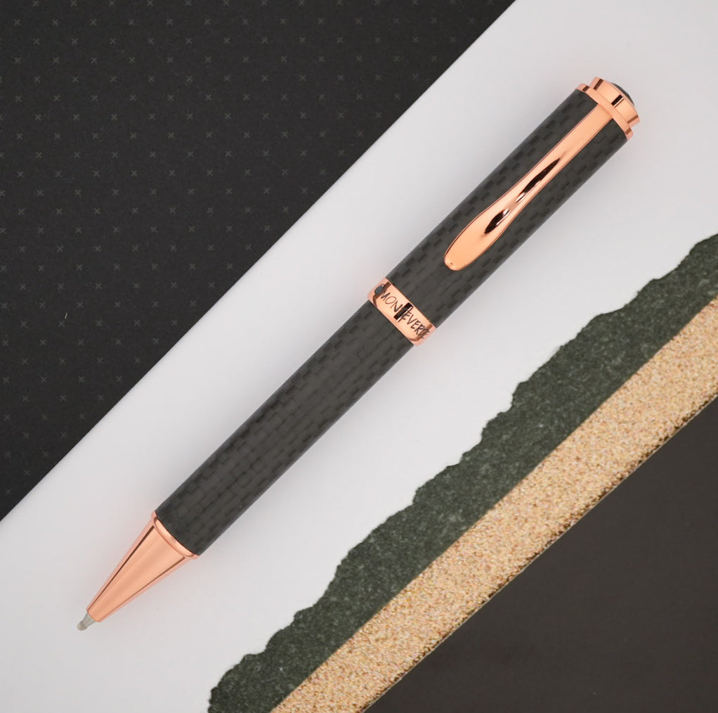 Monteverde Innova Ballpoint Pen Gift Set - Carbon Fiber w/ Rosegold