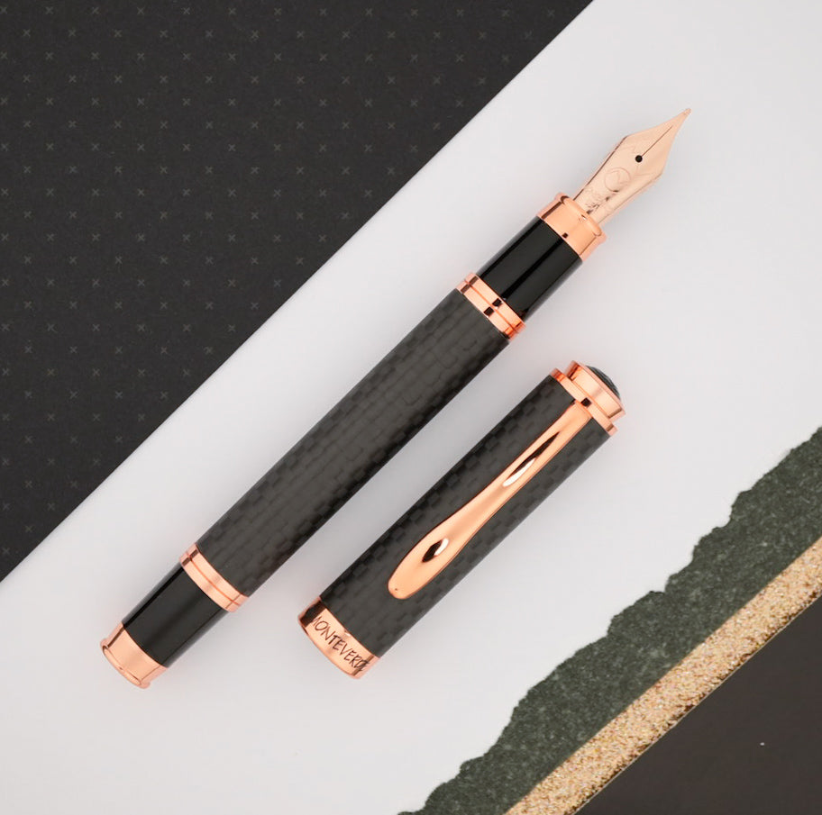 Monteverde Innova Fountain Pen Gift Set - Carbon Fiber w/ Rosegold