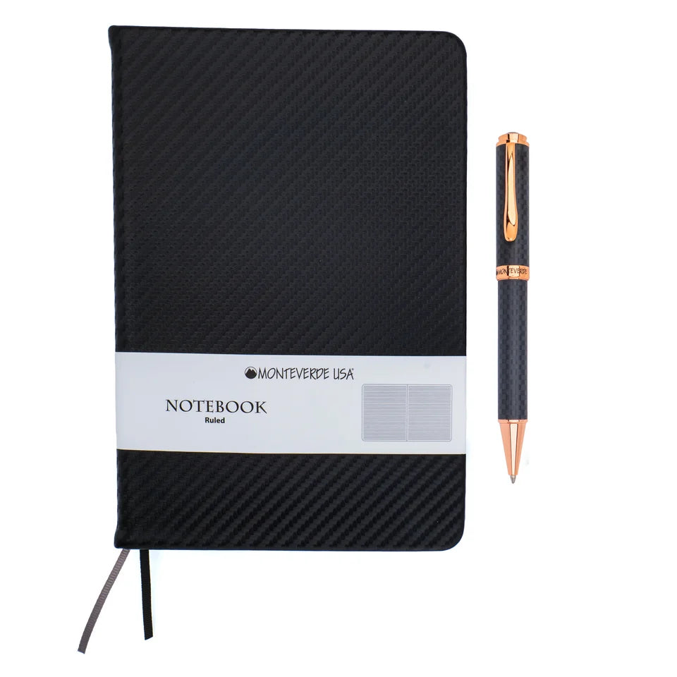 Monteverde Innova Ballpoint Pen Gift Set - Carbon Fiber w/ Rosegold