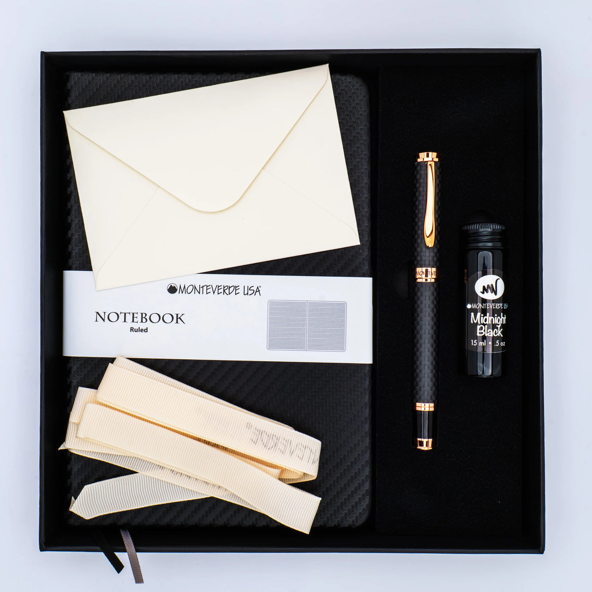 Monteverde Innova Fountain Pen Gift Set - Carbon Fiber w/ Rosegold