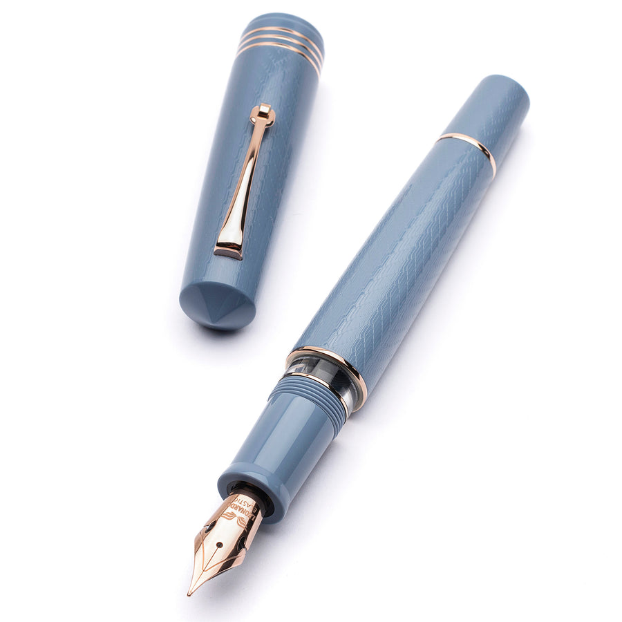Leonardo Momento Zero Grande 2.0 The Art of Guilloché Fountain Pen - Indigo with Rose Gold Trim