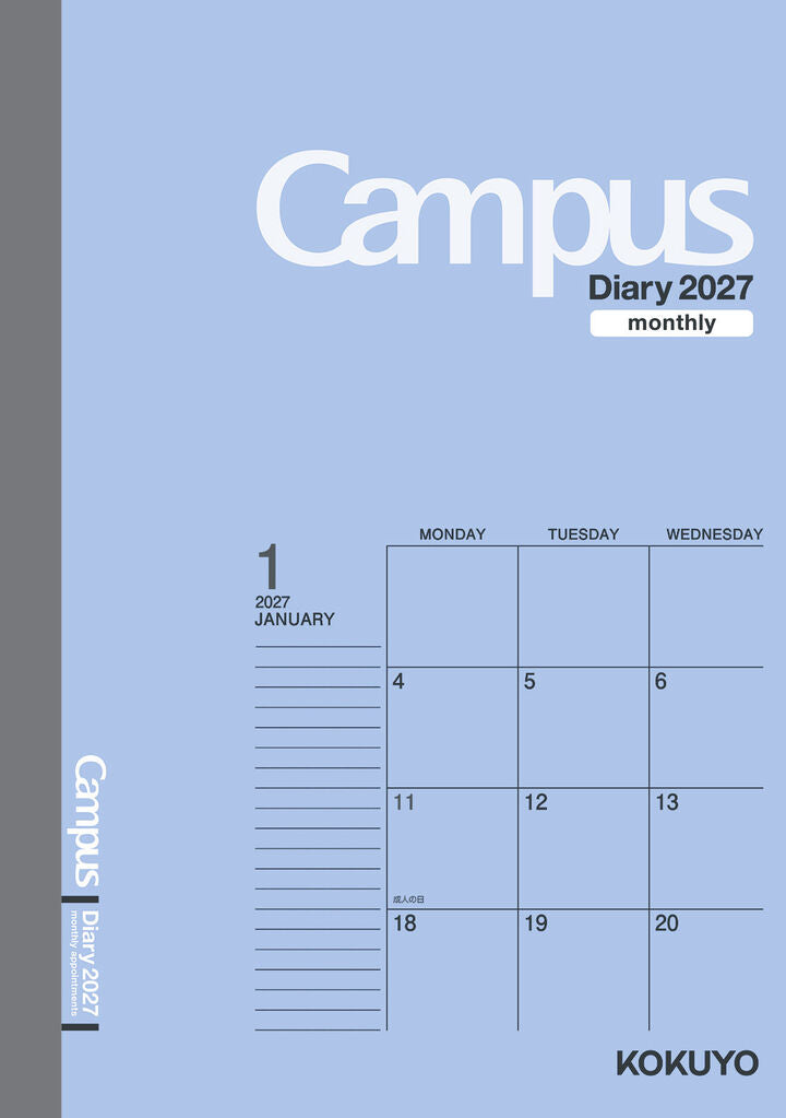 Kokuyo Campus 2027 Monthly Diary - A6
