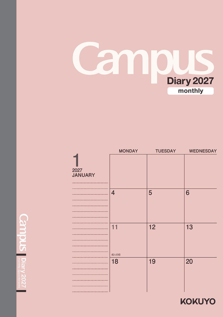 Kokuyo Campus 2027 Monthly Diary - A5