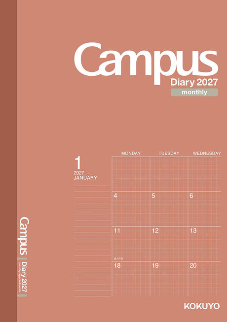 Kokuyo Campus 2027 Monthly Grid Diary - A5