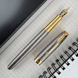Parker Sonnet Fountain Pen - Silver Ciselé with Gold Trim
