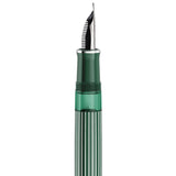 Pelikan M815 Metal Striped Green fountain pen ink window and section