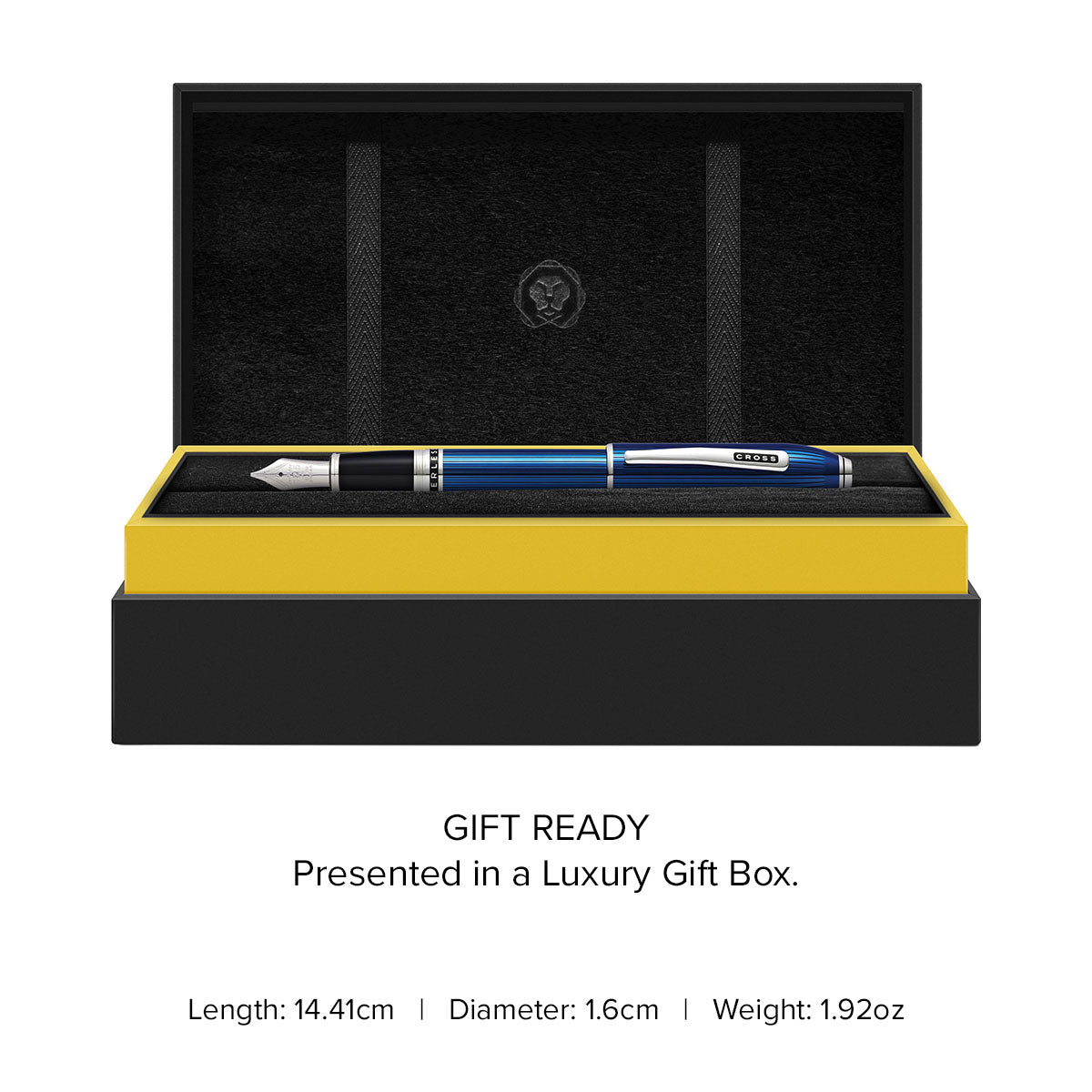 Peerless Translucent Quartz Blue Fountain Pen - gift box and specs