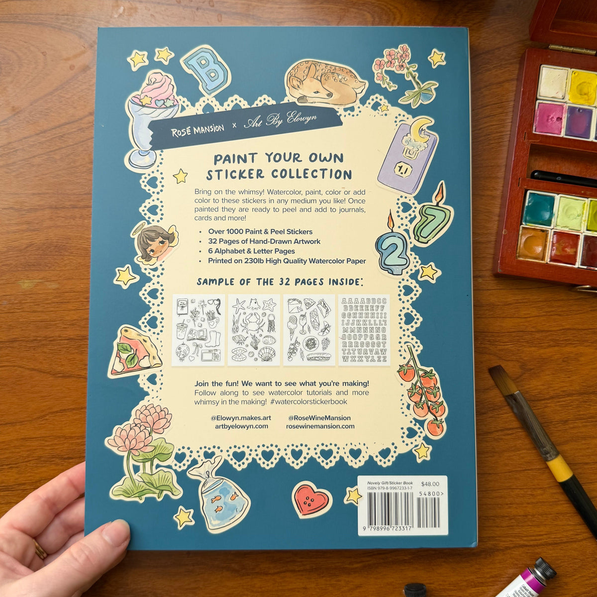 Art By Elowyn Paint Your Own Watercolor Stickers Book
