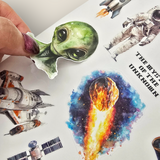 Atlas Stationers - CoraCreaCrafts Sticker Sheet - Going to Space - Stickers - Image 2