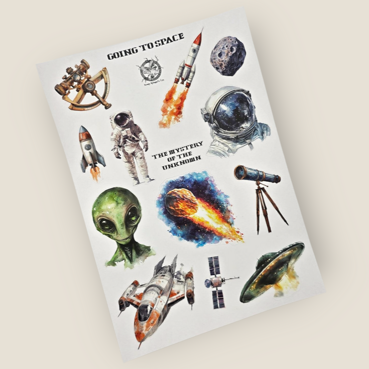 Atlas Stationers - CoraCreaCrafts Sticker Sheet - Going to Space - Stickers - Image 4
