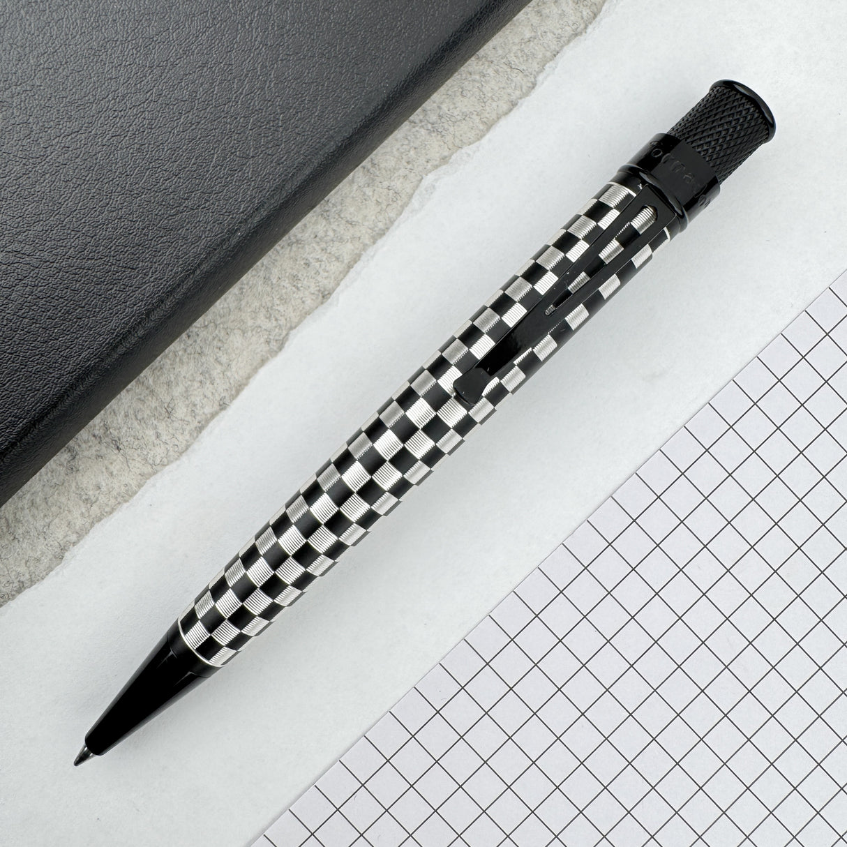 Retro 51 Groove Writer Black Checker Board Rollerball Pen with Stealth