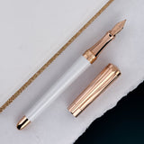 ST. Dupont Liberte Fountain Pen - White Lacquer and Pink Gold (Doorbuster)