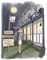 Atlas Stationers Sticker - Spooky Storefront