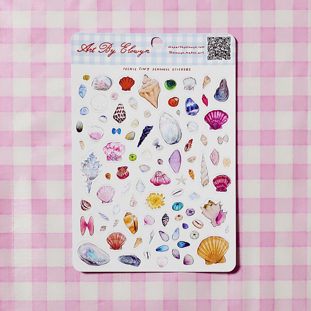 Art By Elowyn Teenie Tiny Seashells Sticker Sheet - 5" x 7" Sticker Sheet