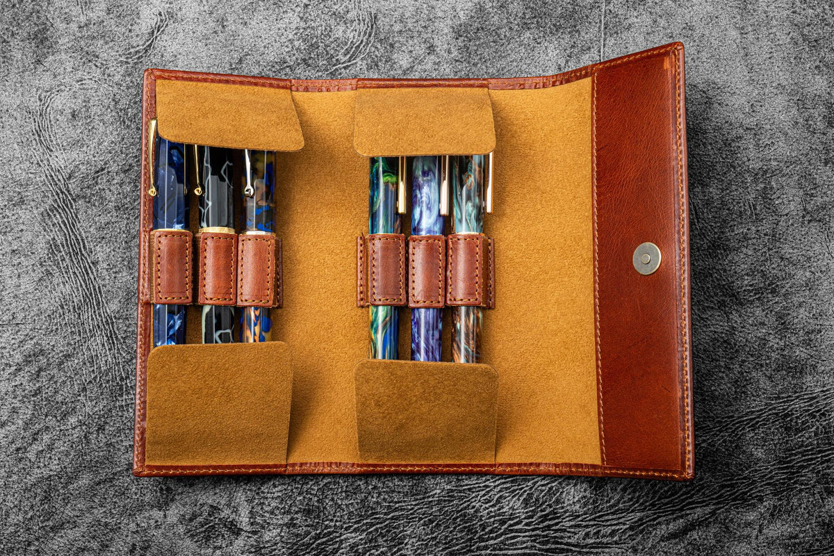 Galen Leather The Writer's Pen Wrap -6 Slots Pen Case