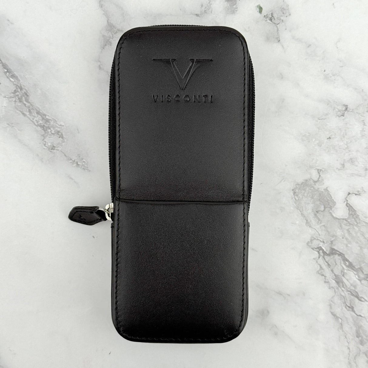 Visconti Leather 3 Pen Holder - Black