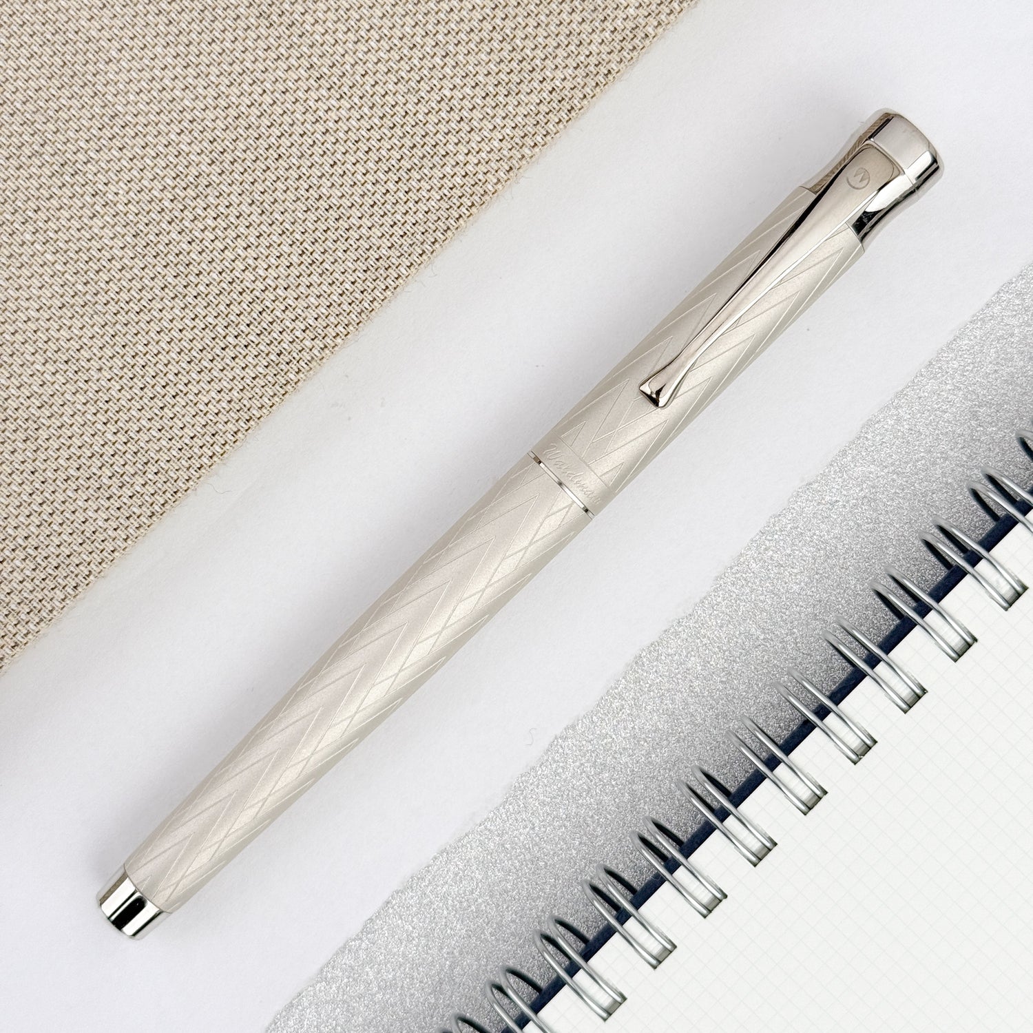 Waldmann Aura Day Guilloche Fountain Pen - Silver