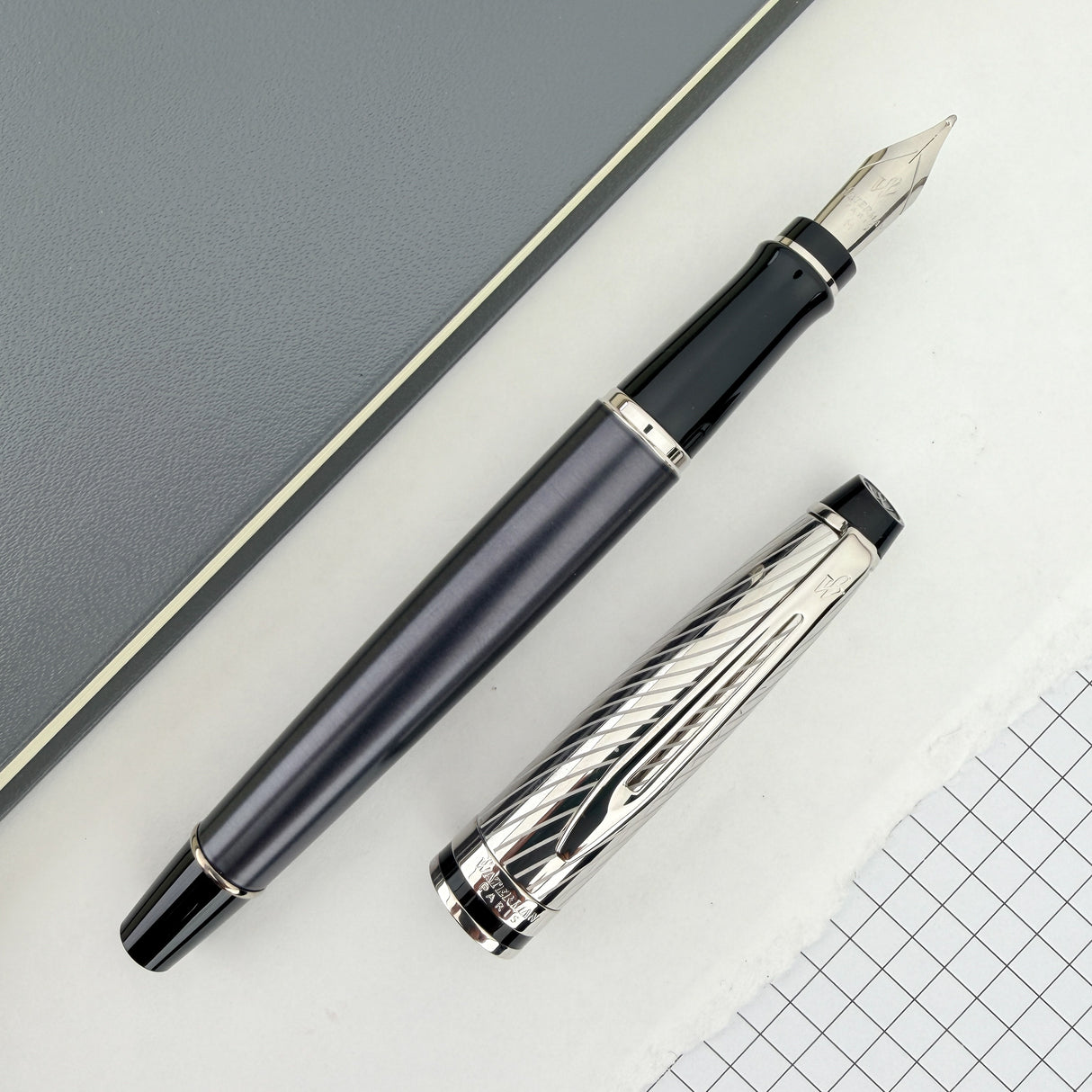 Waterman Expert Deluxe Fountain Pen - Metallic Stone Grey Lacquer