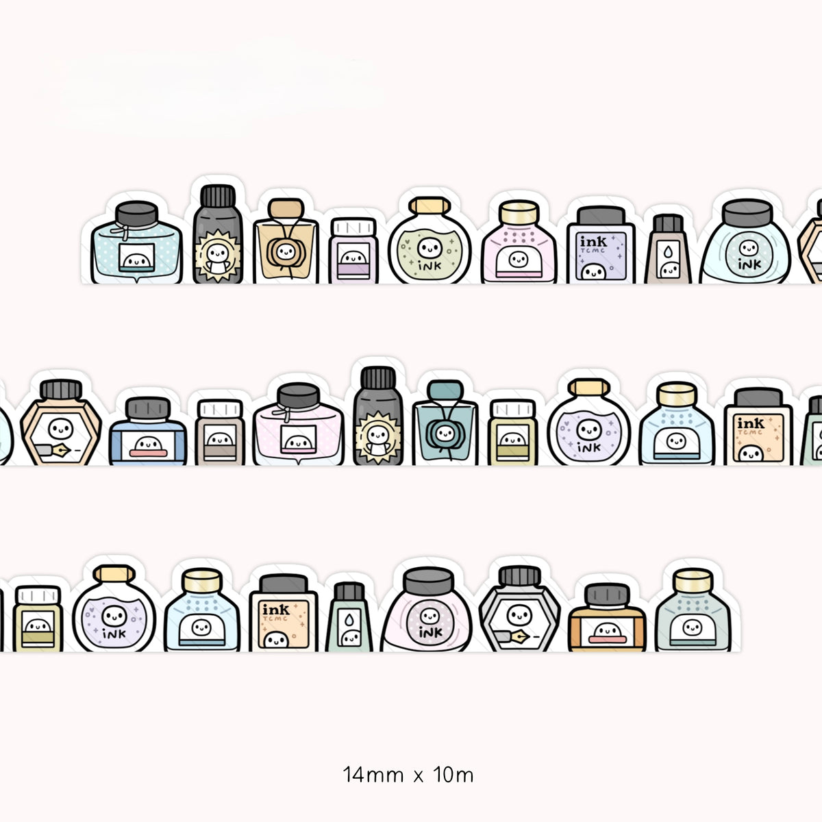 TheCoffeeMonsterzCo Ink Bottle Doodles 3.0 Die-Cut Washi Tape - 14mm