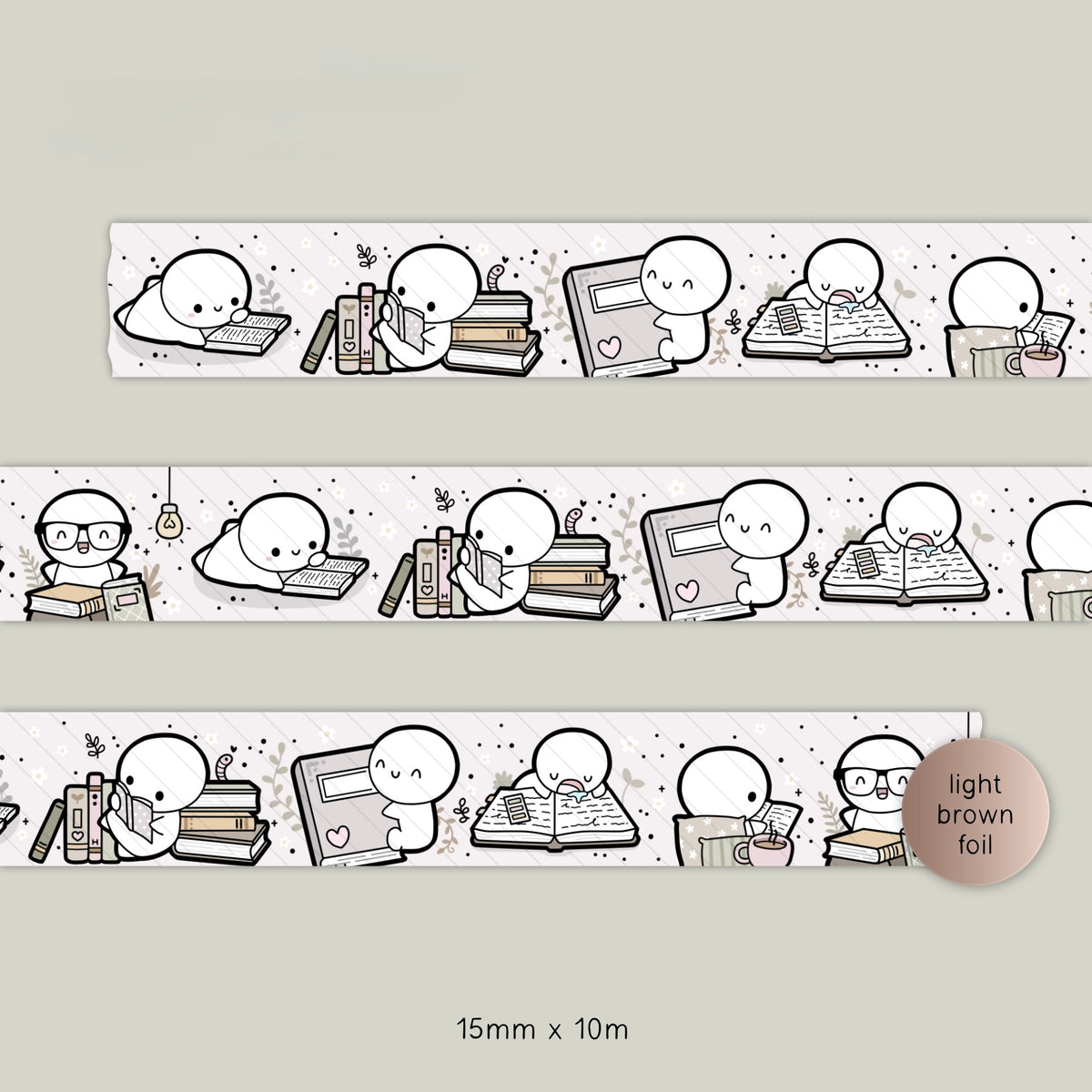 TheCoffeeMonsterzCo Reading & Resting 2.0 Washi Tape - 15mm
