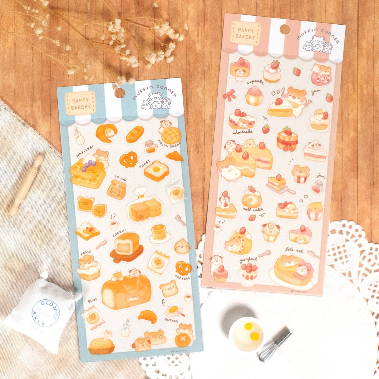 Studio Enon Happy Bakery - Strawberry Desserts Sticker Sheet
