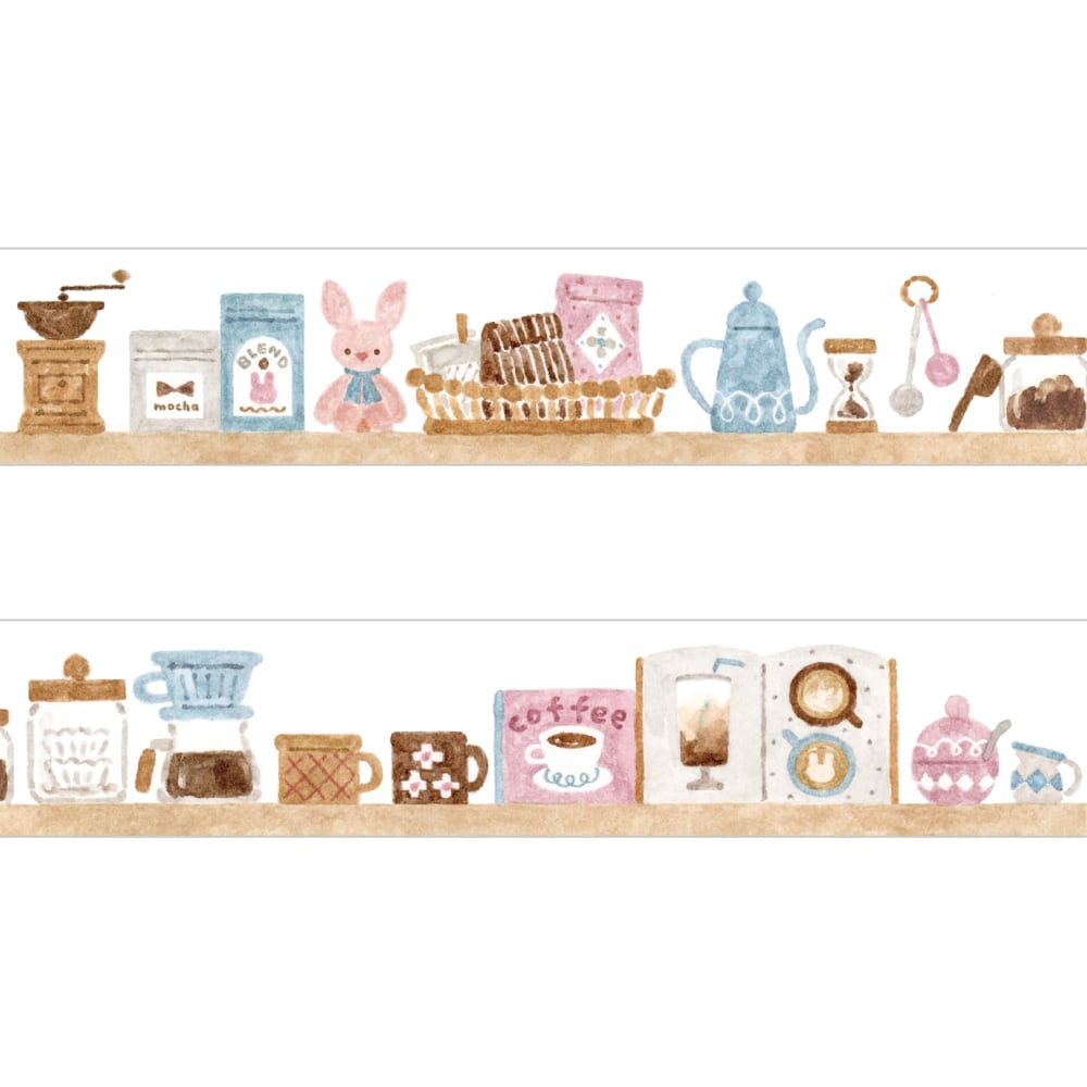 Papier Platz Nakauchi Waka Washi Tape - Rabbit and Coffee