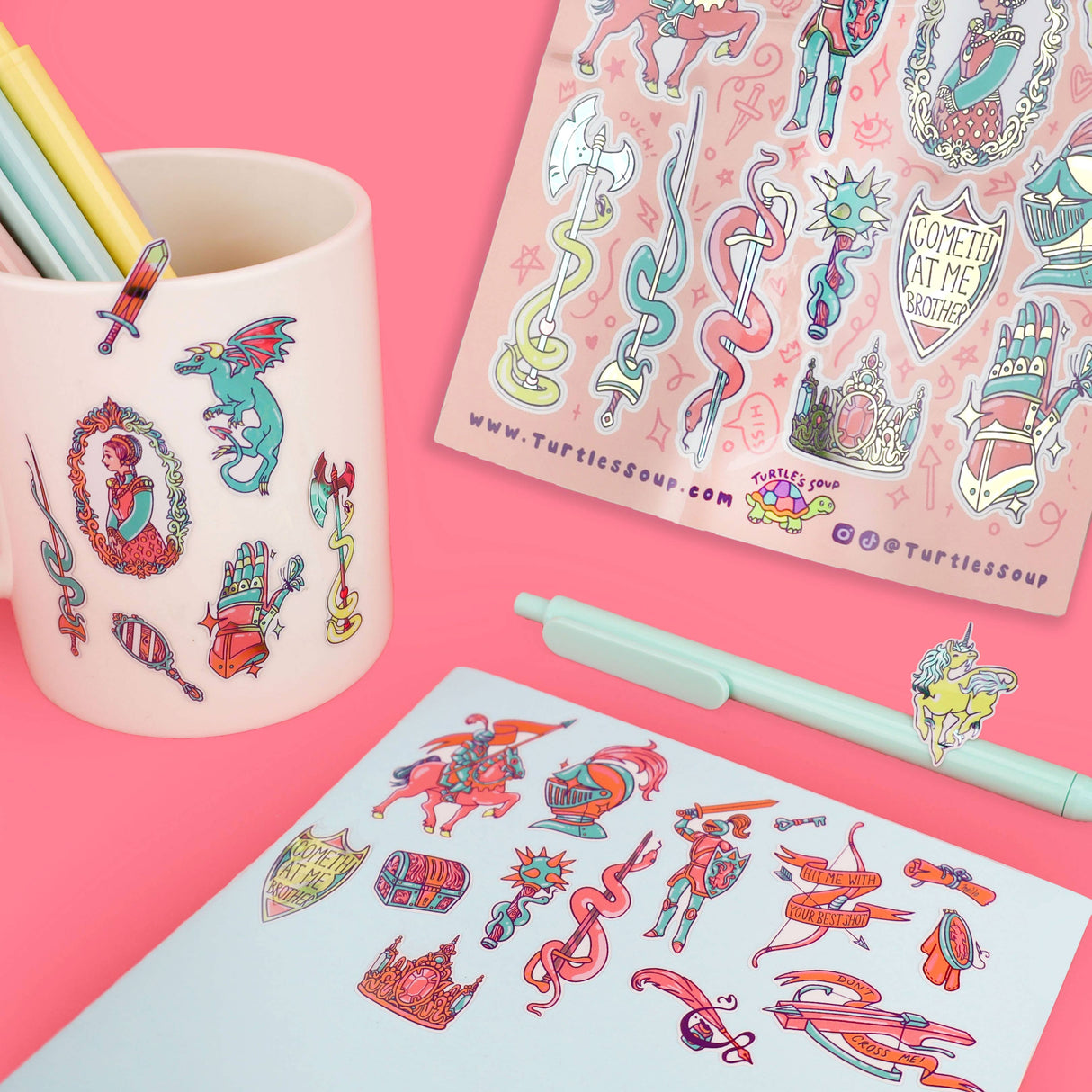 Renaissance Fair Fantasy Jousting Vinyl Sticker Sheet