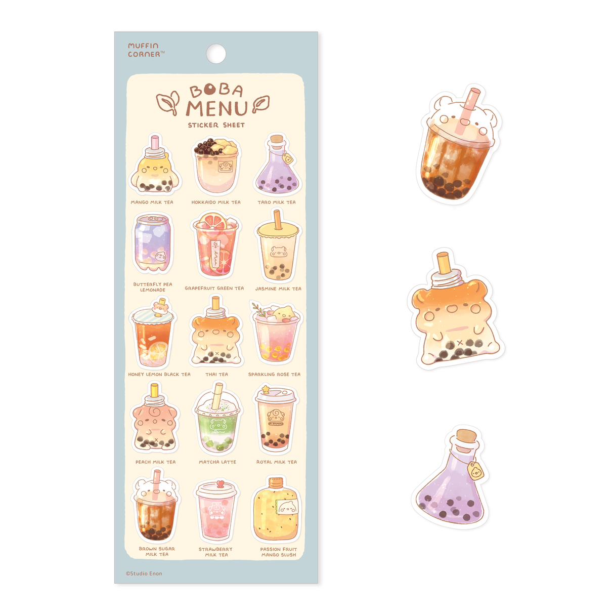Studio Enon Boba Menu Sticker Sheet