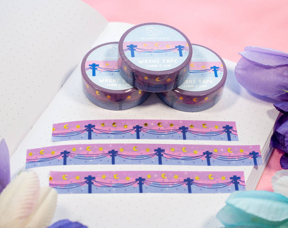 Unicorn Eclipse Powerlines Gold Foil Washi Tape