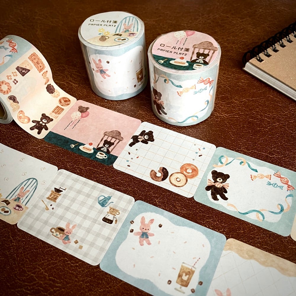Papier Platz Nakauchi Waka Sticky Note Roll - Bear and Sweets