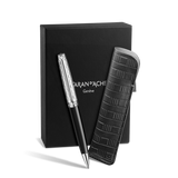 Caran D'Ache Damier Leman Ballpoint Pen Leather Case Set