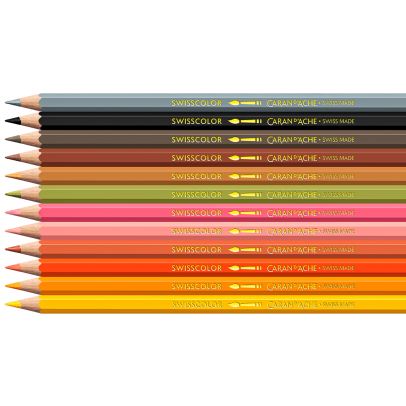 Caran D'Ache Swisscolor 12-Piece Watercolor Pencil Set - Kawaii Collection - Cute Animals