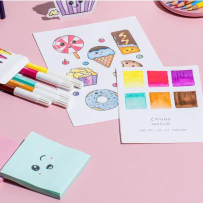 Caran D'Ache Fibralo 6-Piece Pen Set - Kawaii Collection - Candy World