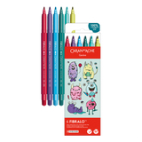 Caran D'Ache Fibralo 6-Piece Pen Set - Kawaii Collection - Funny Monsters