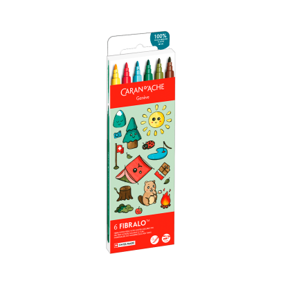 Caran D'Ache Fibralo 6-Piece Pen Set - Kawaii Collection - Swiss Mountain