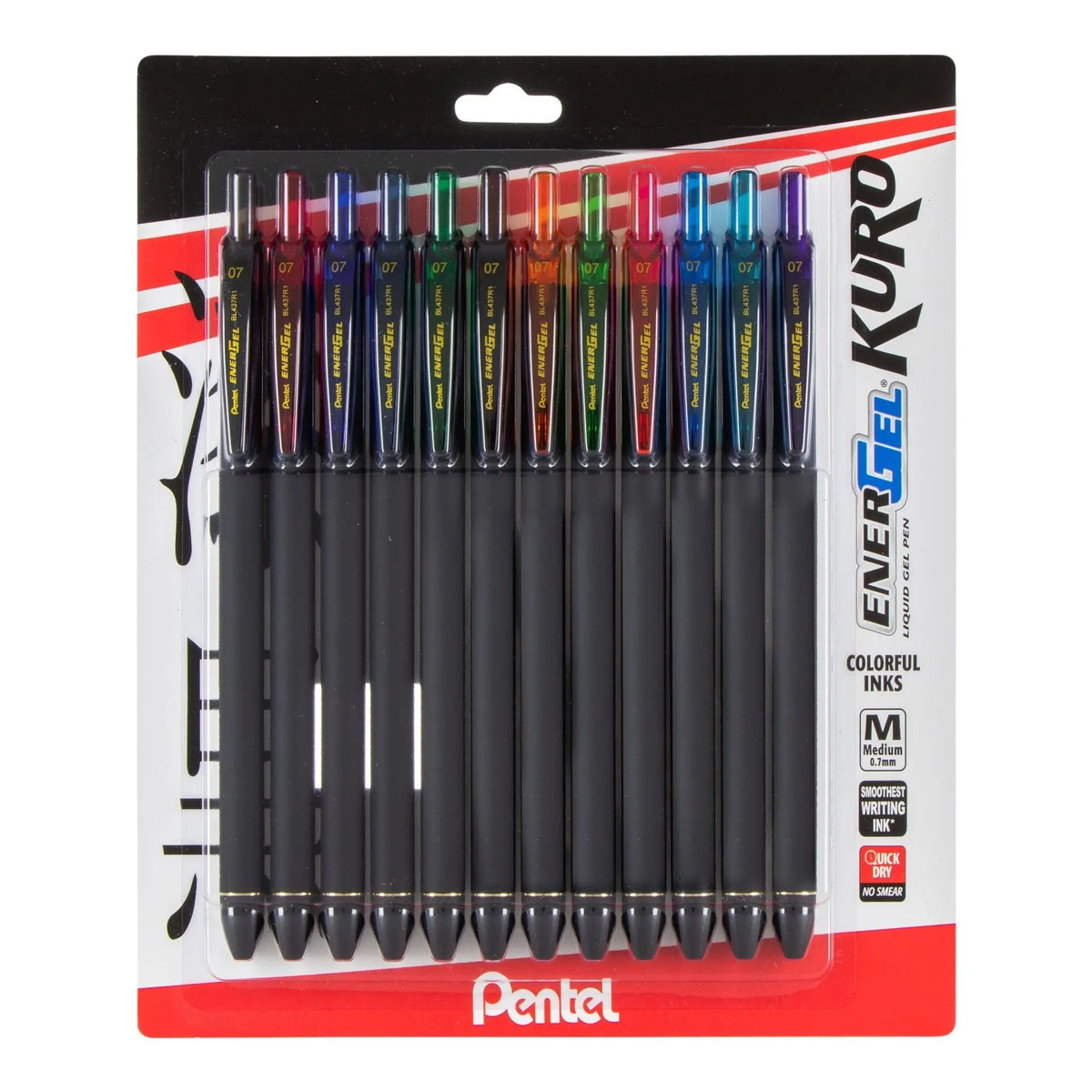 Pentel EnerGel Kuro Liquid Gel Pen Sets - 12 Color Set